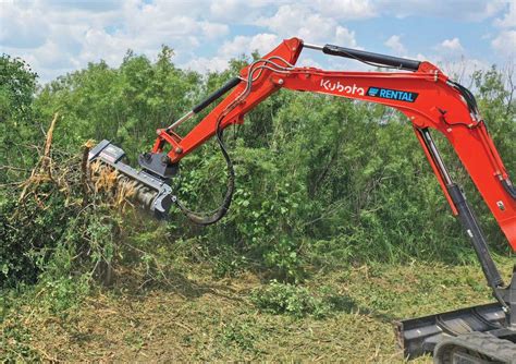 mini excavator brush mulcher|mulching attachment for mini excavator.